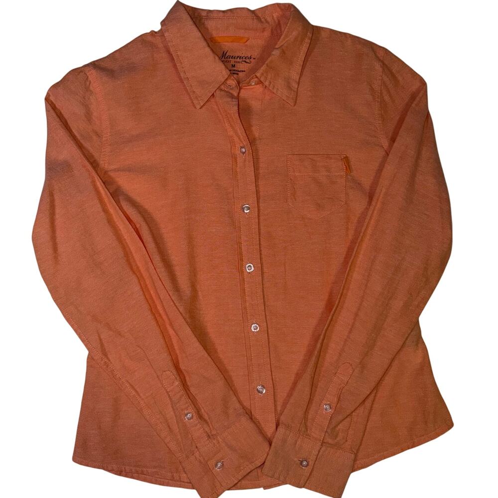 Maurices Womens Orange Casual Button Down